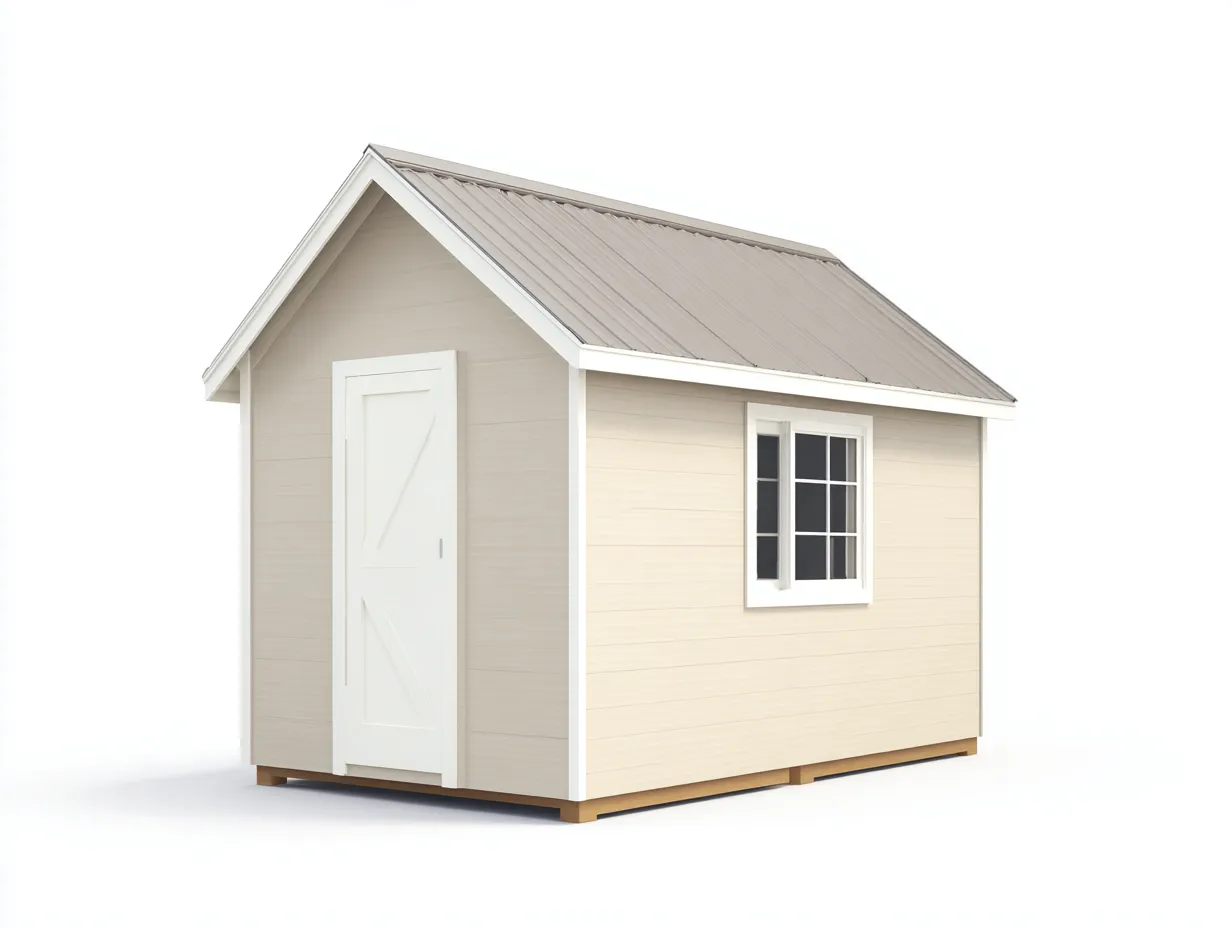 Gartenhäuschen 245×205×238 cm - Beige/Weiß - Holzoptik mit Satteldach für Gartenzubehör-Zariaradwell