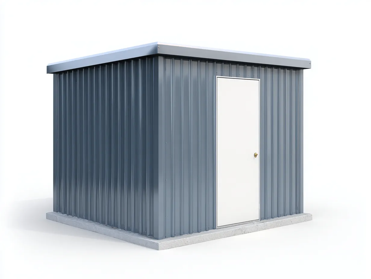 Gartenhäuschen 240×200×220 cm - Metall - graublau/weiß - Flachdach - kompakter Geräteschuppen-Zariaradwell
