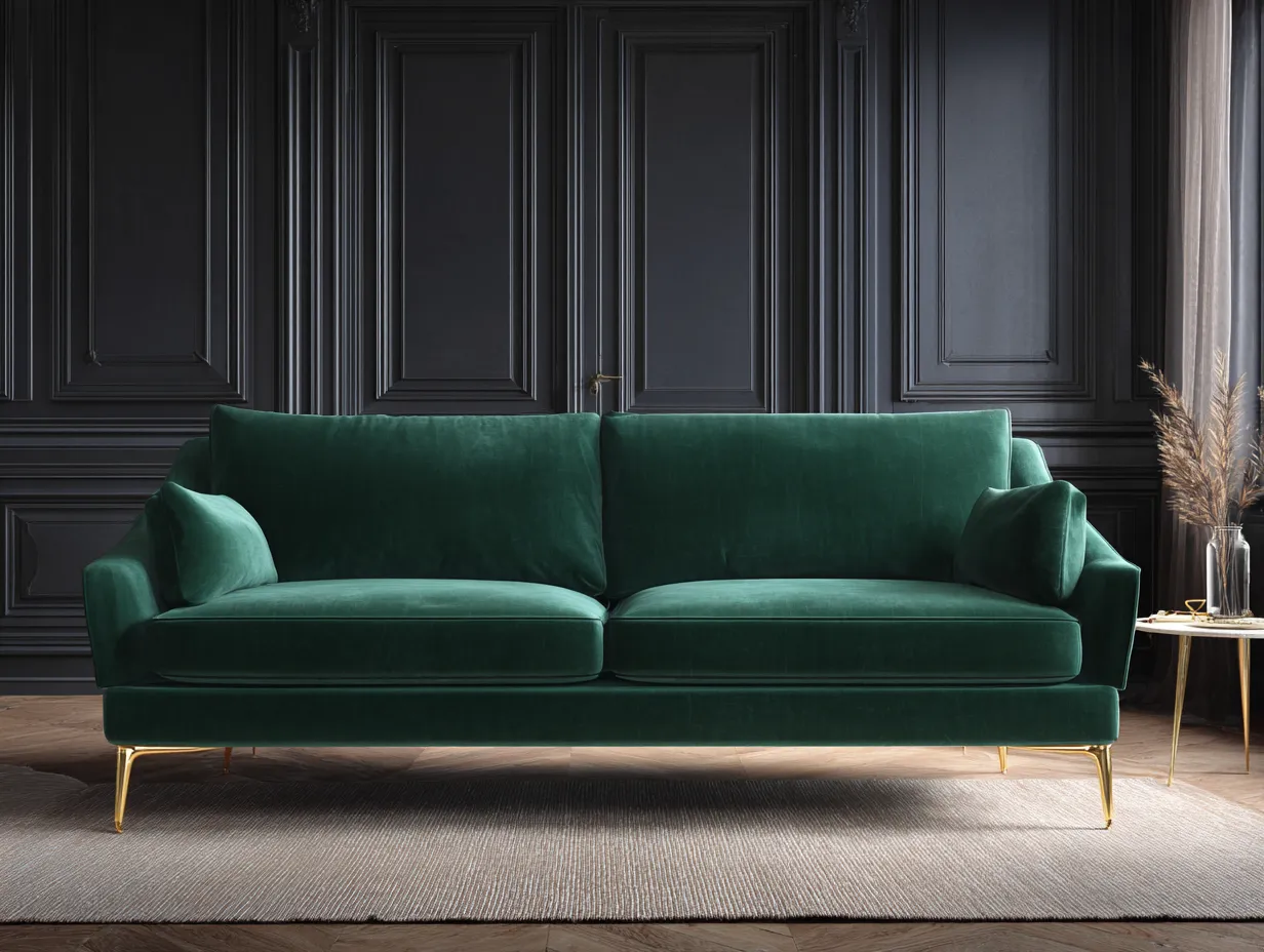 3-Sitzer Stoffsofa 218×92×86 cm - Dunkelgrün - Elegante Linienform fürs Wohnzimmer-Zariaradwell