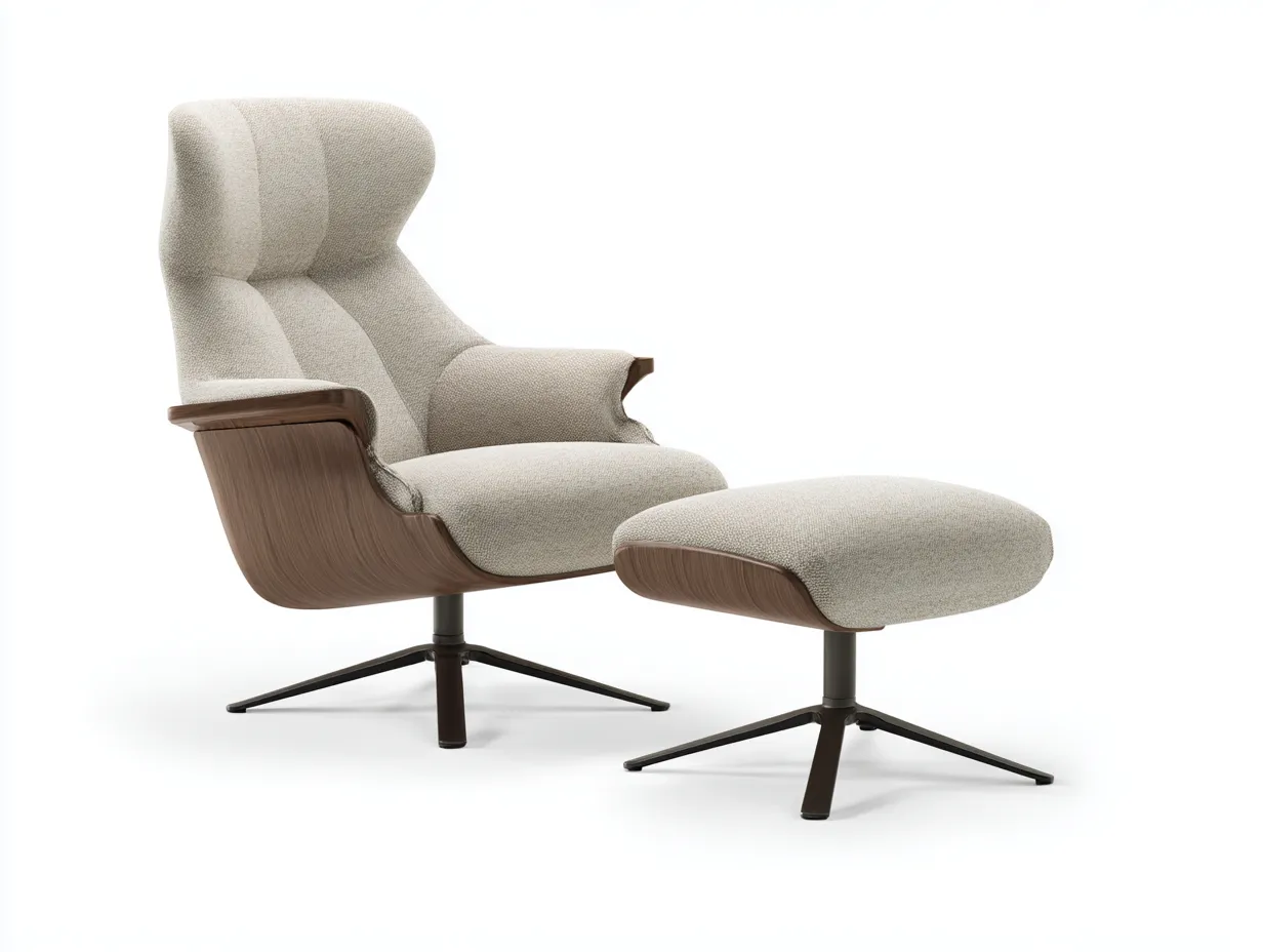 Relaxsessel 82×88×105 cm - Stoff/Beige/Braun - Drehbarer Wohnzimmer-Sessel mit hoher Rückenlehne und Fußhocker-Zariaradwell