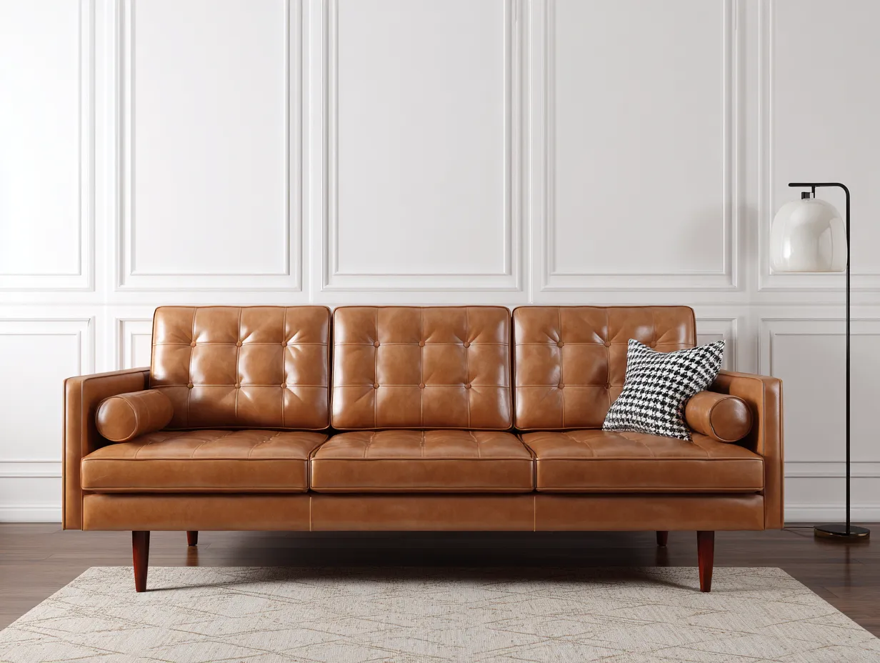 Sofa 220×87×84 cm - gepolsterte Oberfläche - braun - für das Wohnzimmer - geradliniges Dreisitzer-Design-Zariaradwell
