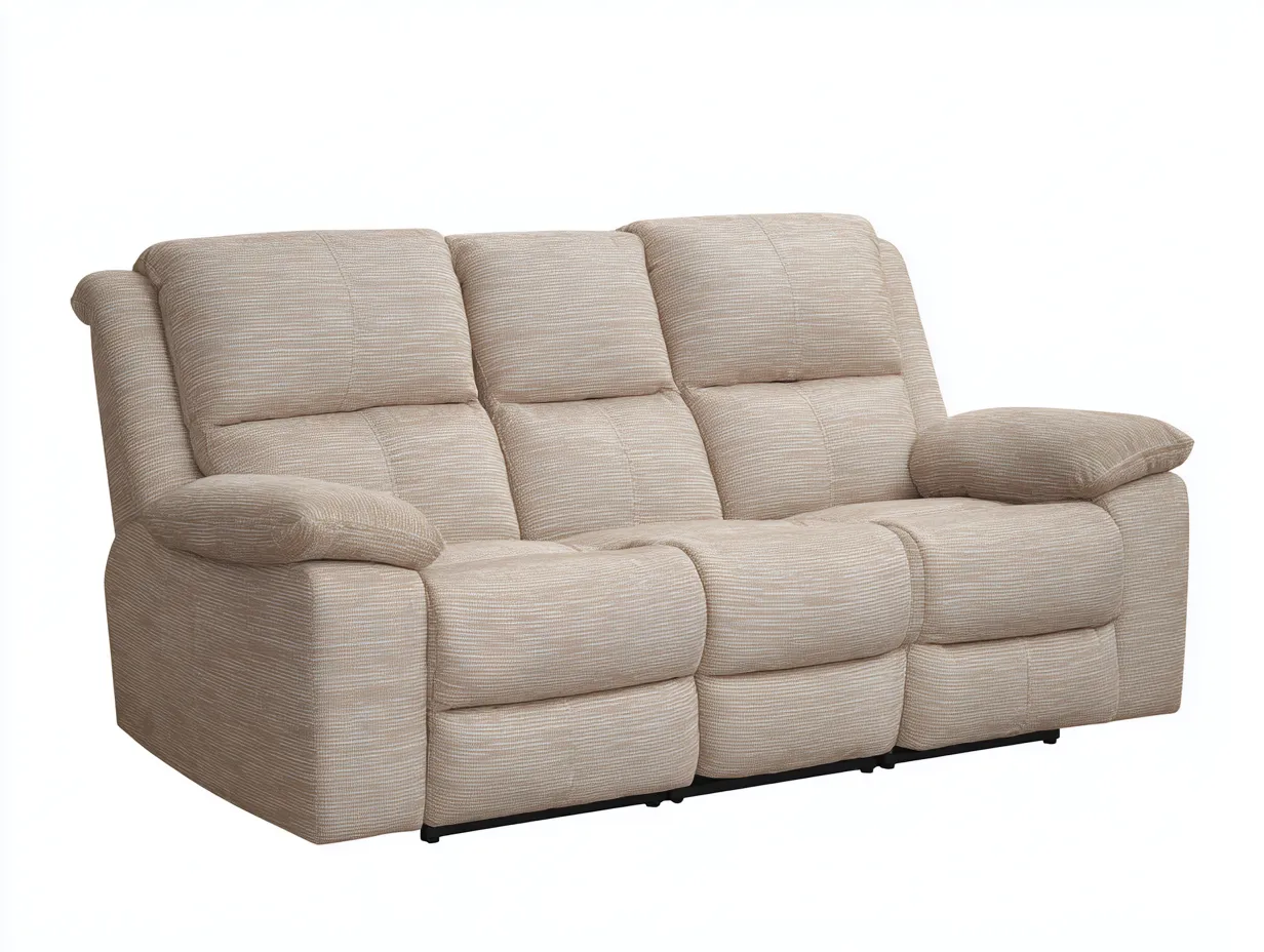 3-Sitzer Sofa 218×98×104 cm - Stoff/Beige - Komfortsofa mit hoher Rückenpolsterung für das Wohnzimmer-Zariaradwell