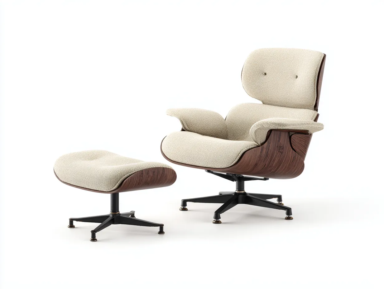 Drehsessel mit Hocker 82×84×99 cm - Beige/Braun - Stoffpolsterung mit Holzschale fürs Wohnzimmer-Zariaradwell