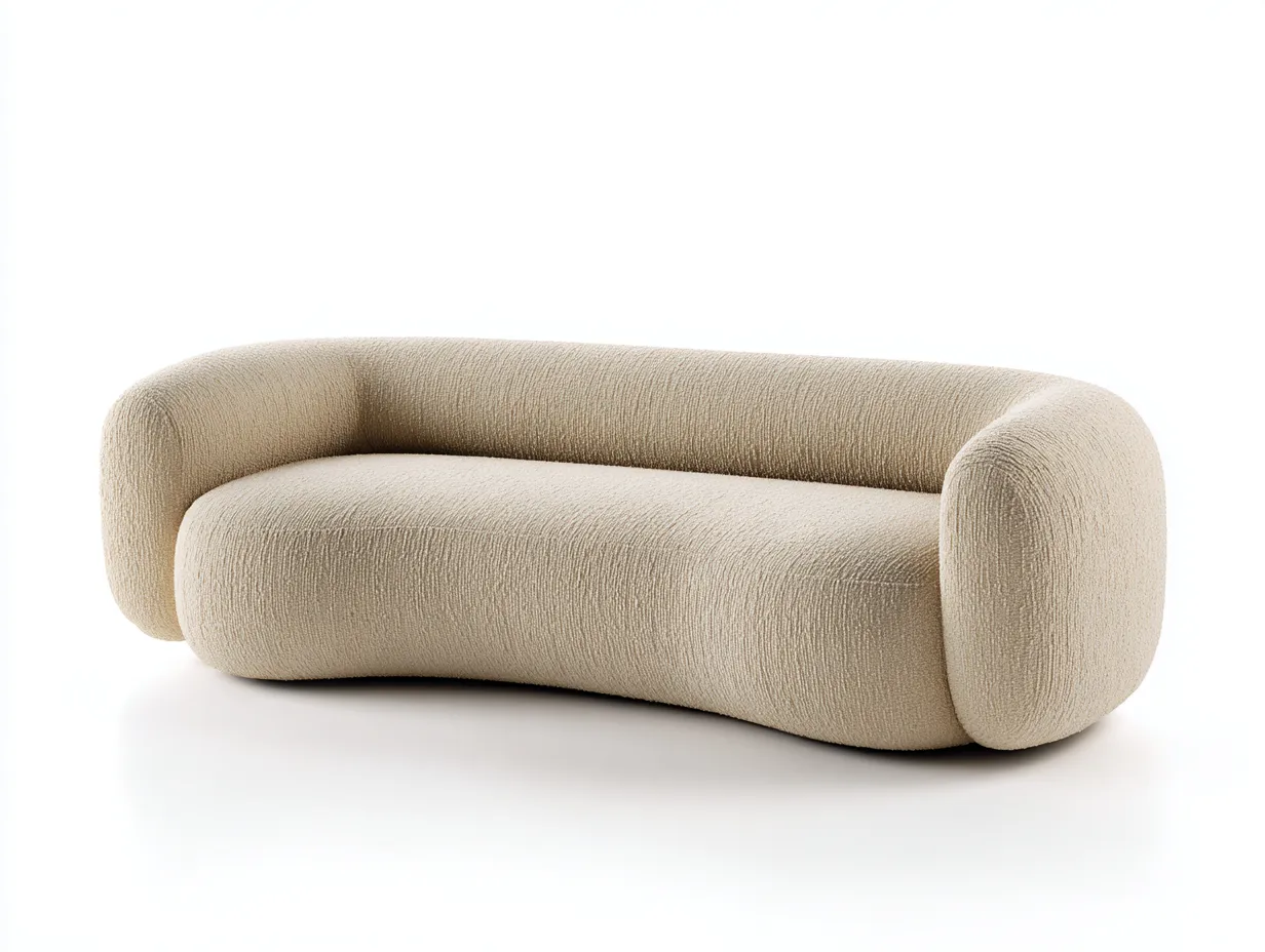 3-Sitzer Sofa 238×101×76 cm - Stoff/Beige - Abgerundetes Lounge-Sofa mit durchgehender Rückenform für Wohnzimmer-Zariaradwell