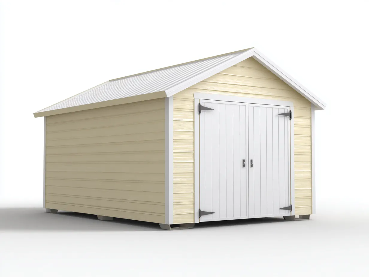 Kunststoff-Gerätehaus 245×185×230 cm - Beige Weiß - Satteldach mit Flügeltür für Im Freien-Zariaradwell