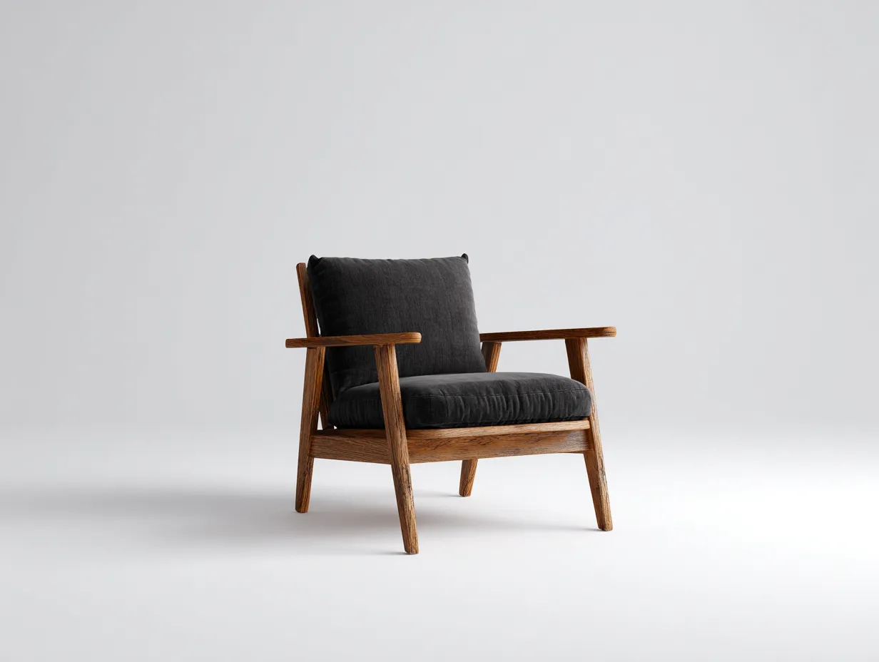 Outdoor-Freizeitstuhl 72×78×82 cm - Holz/Dunkelgrau - gepolsterter Holzsessel mit Armlehnen für Terrasse-Zariaradwell