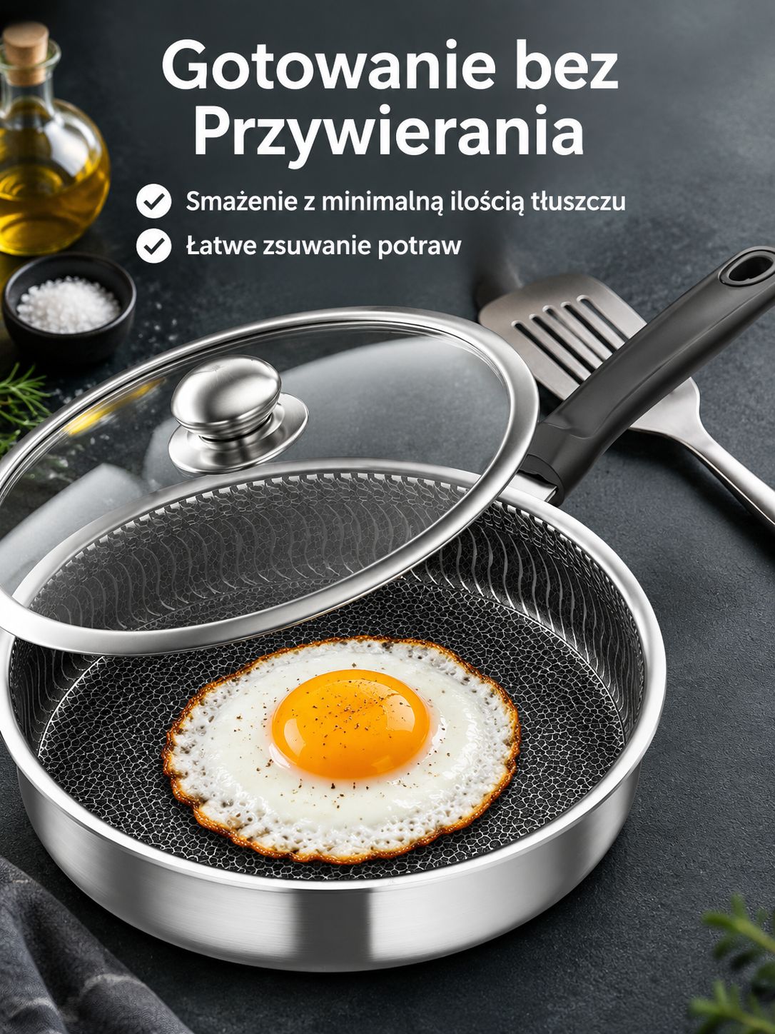 Patelnia ze stali nierdzewnej do smażenia jajek i steków