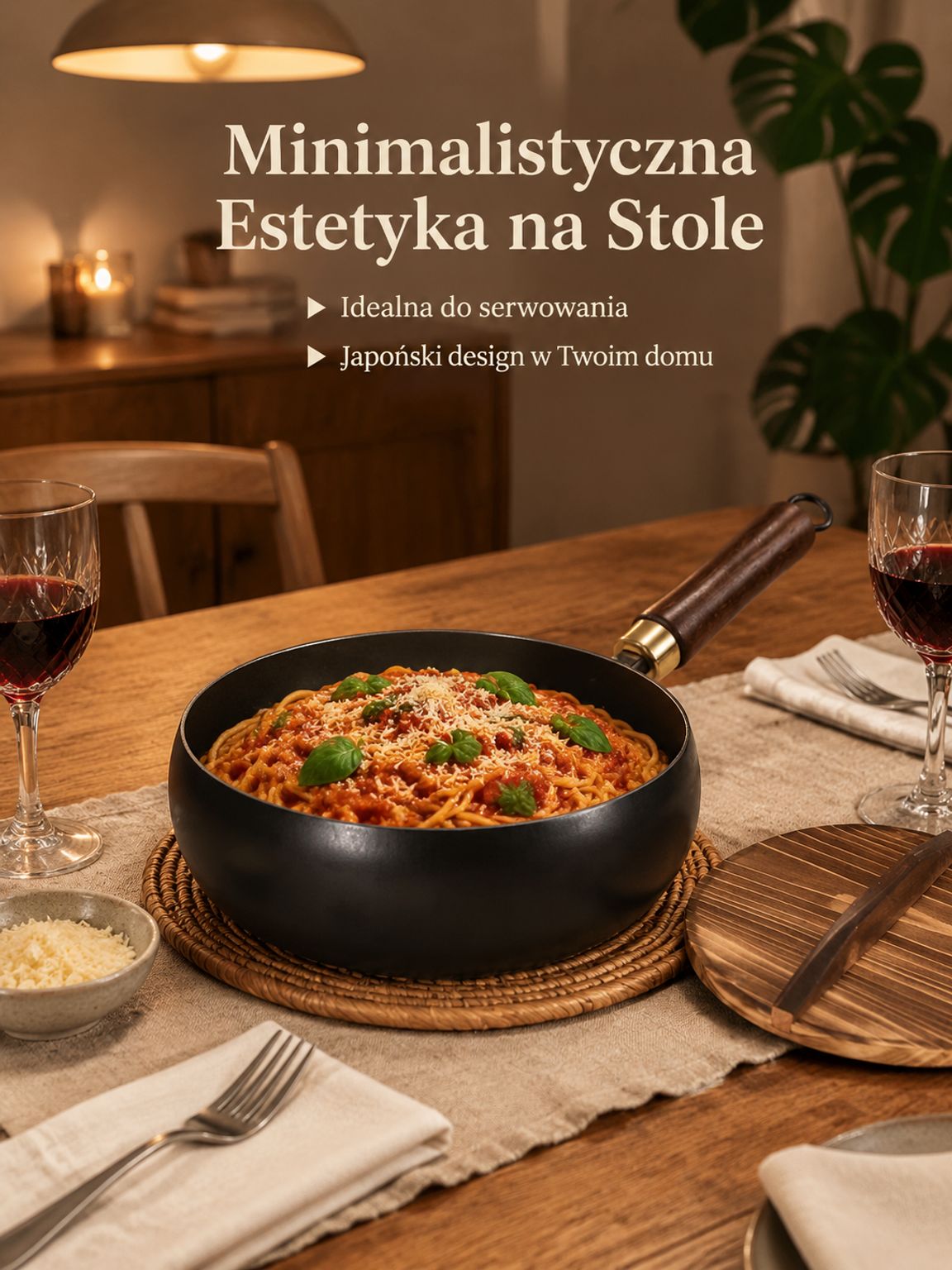 Patelnia nieprzywierająca, wyprodukowana w Japonii, z niemieckim certyfikatem zdrowotnym.