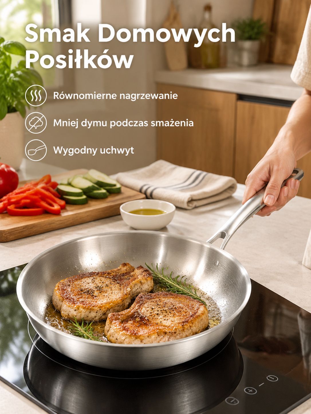 Trójwarstwowa stalowa patelnia z powłoką nieprzywierającą