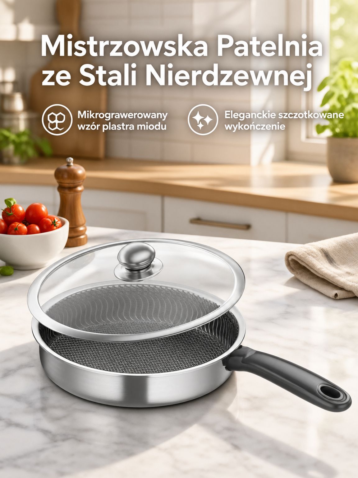 Patelnia ze stali nierdzewnej do smażenia jajek i steków