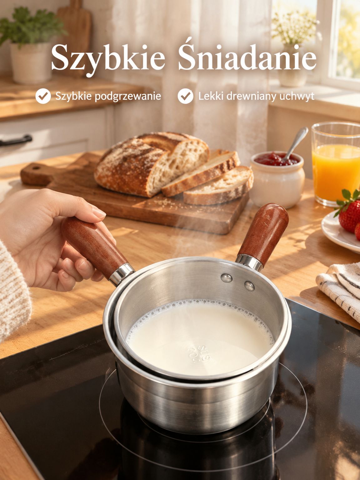 Luksusowy garnek do mleka ze złotą rączką