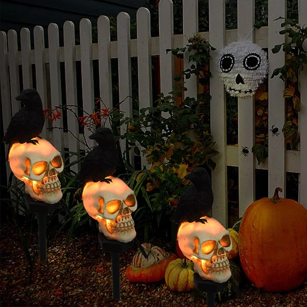 Solar Skull Crow Waterproof Landscape Light