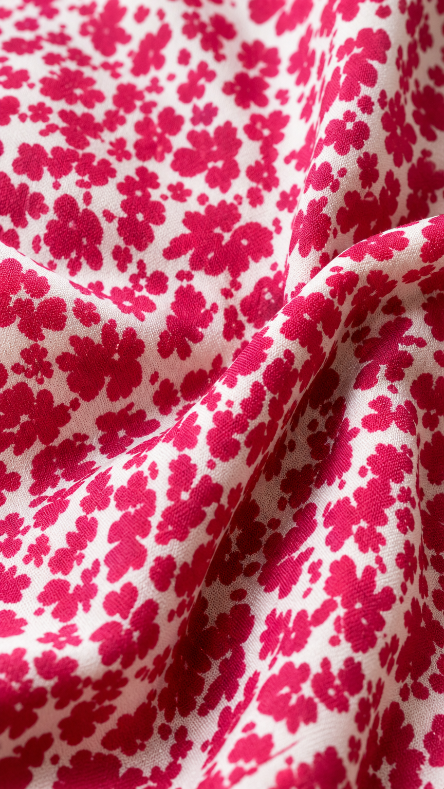 Close-up of hot pink floral fabric texture