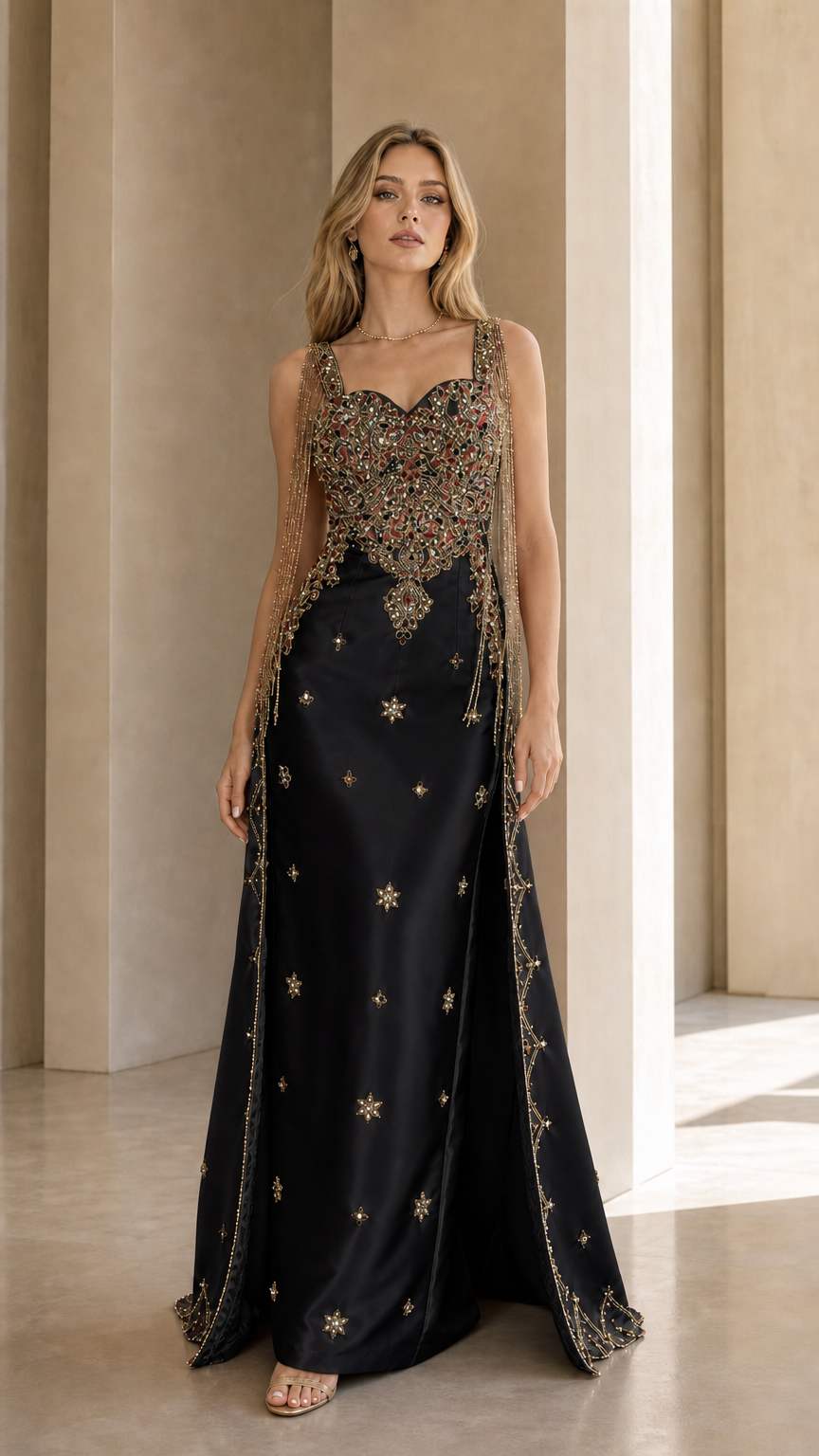 Black variant of the embellished evening gown