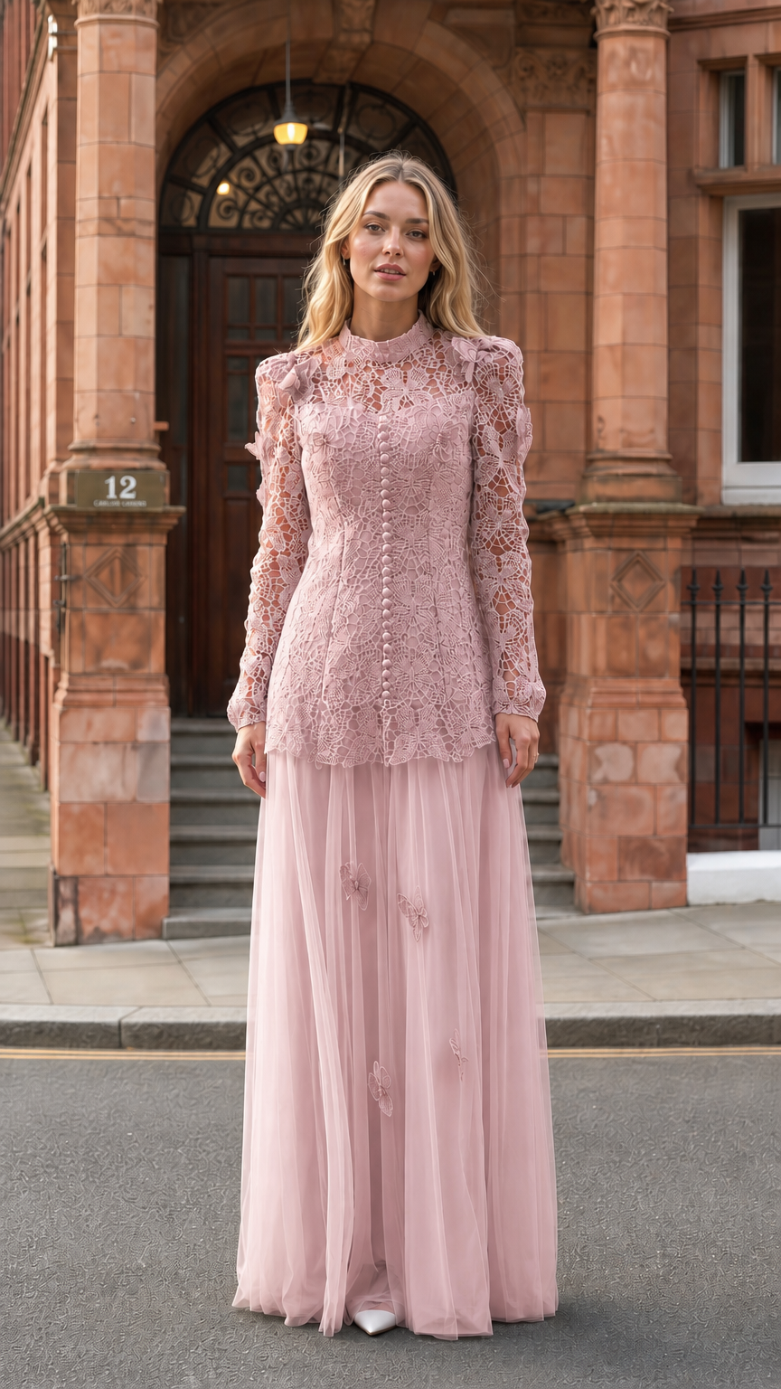 Pink lace bodice and tulle skirt variant