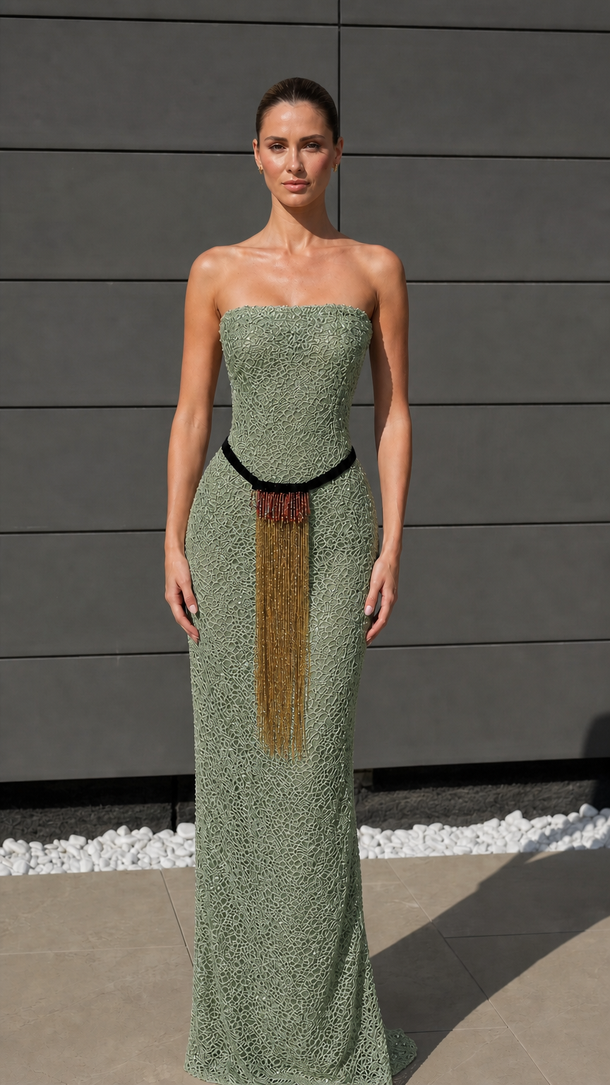 Front view in sage color variant