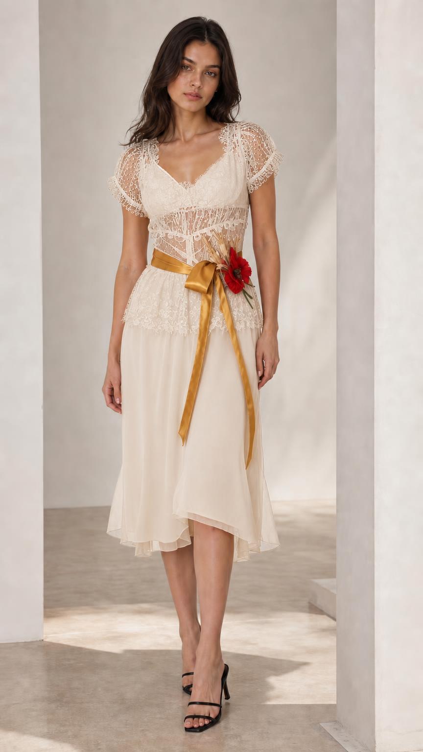 Ivory midi dress color variant