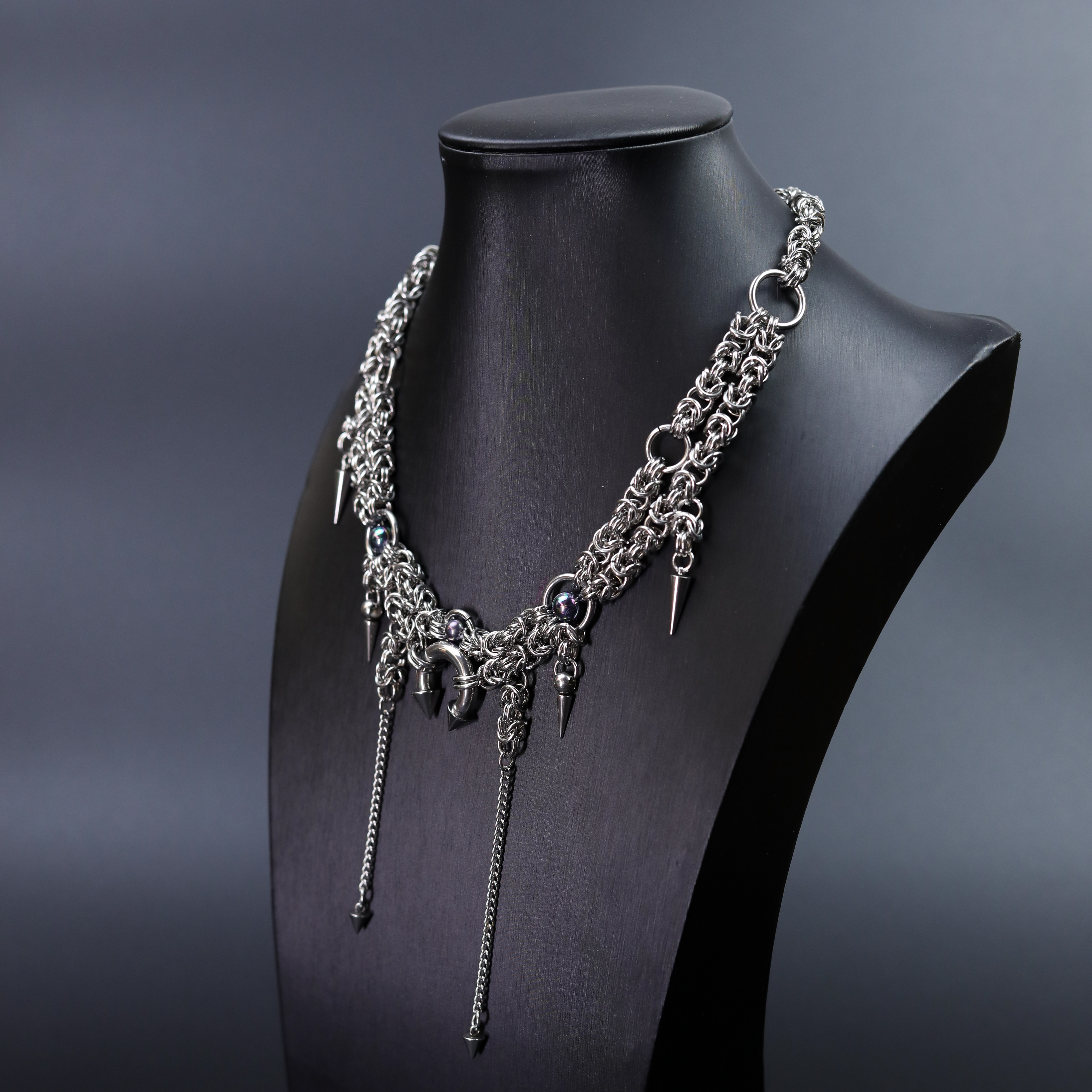 Draped Spike Chain Necklace NK-02