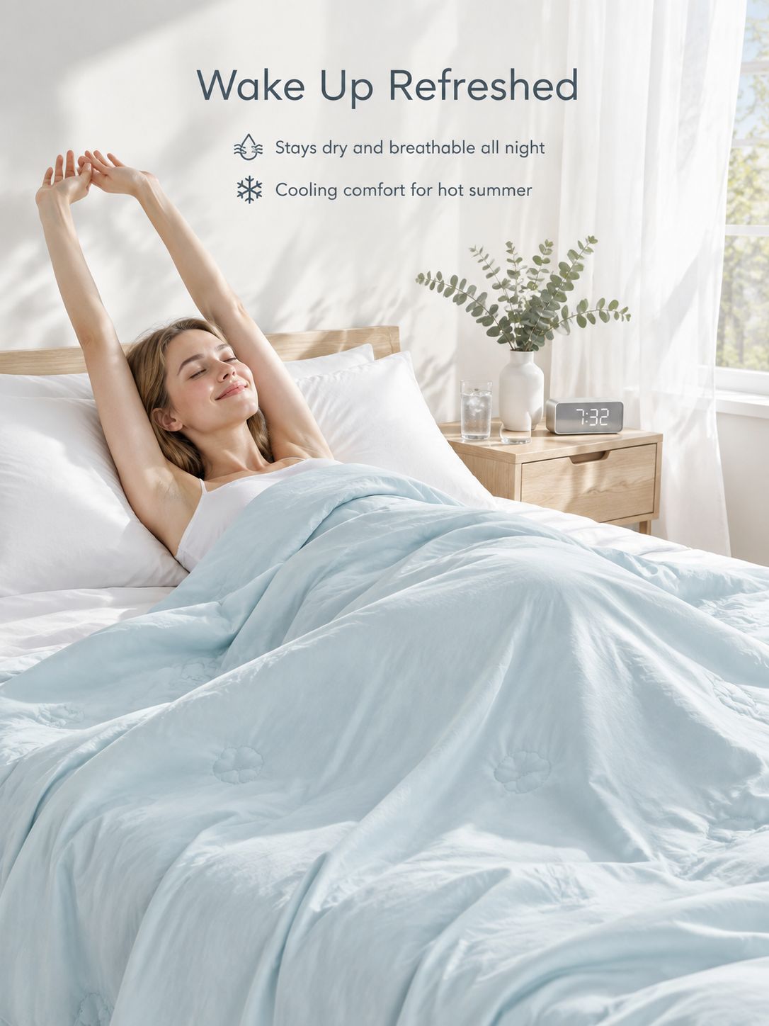 couette climatisée antibactérienne en soie glacée
