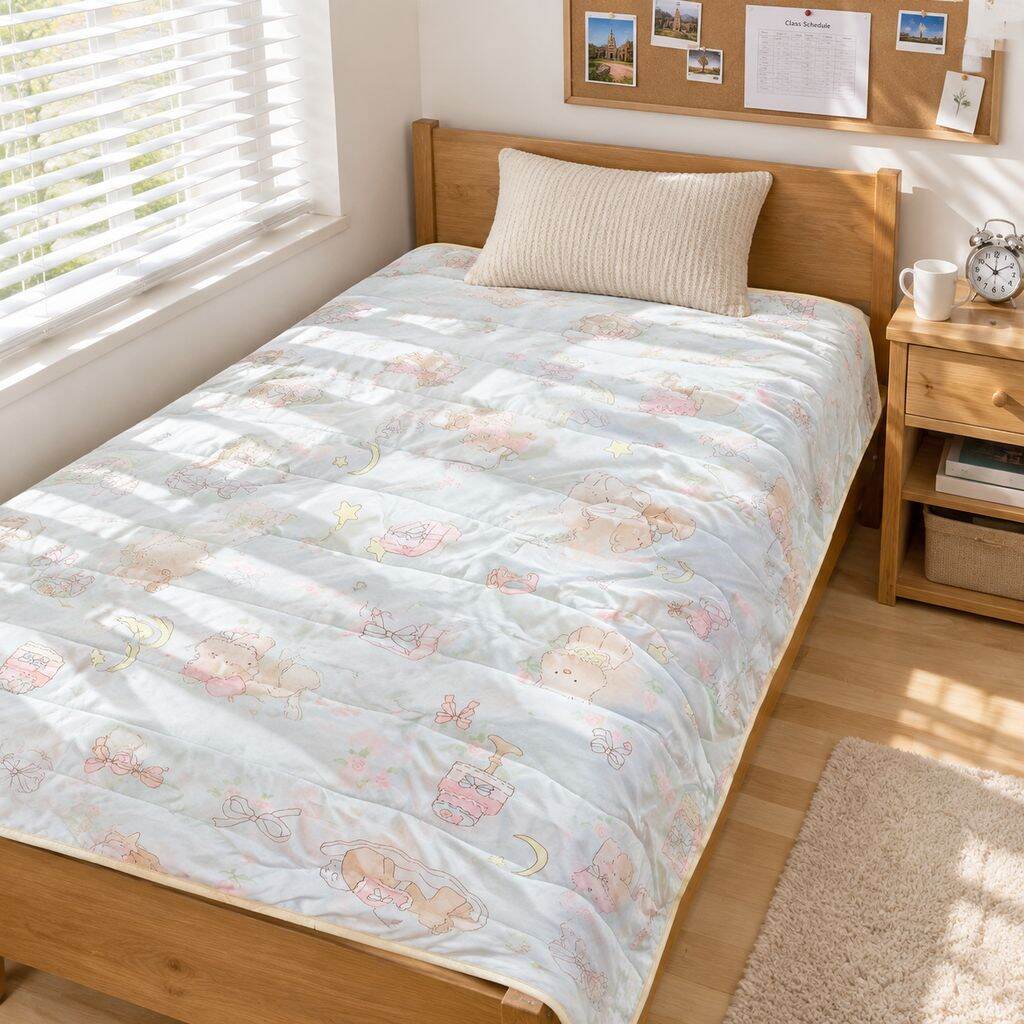 Summer Thin Blanket for Students, Cute Puppy Pattern for Dormitory