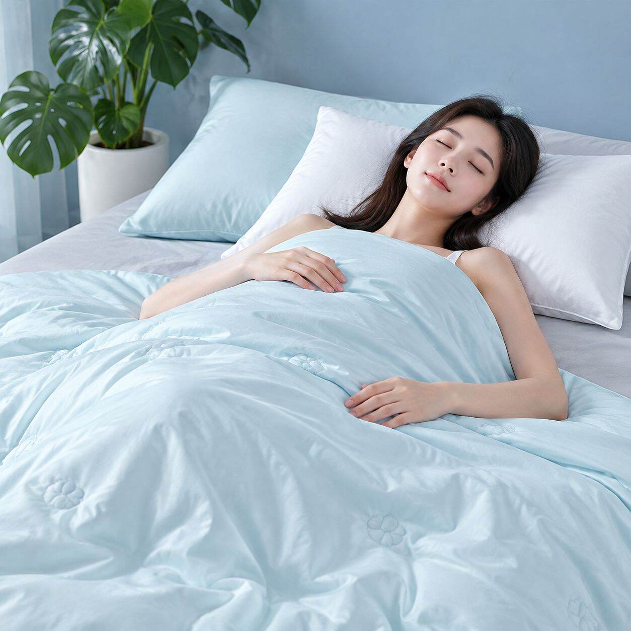 couette climatisée antibactérienne en soie glacée