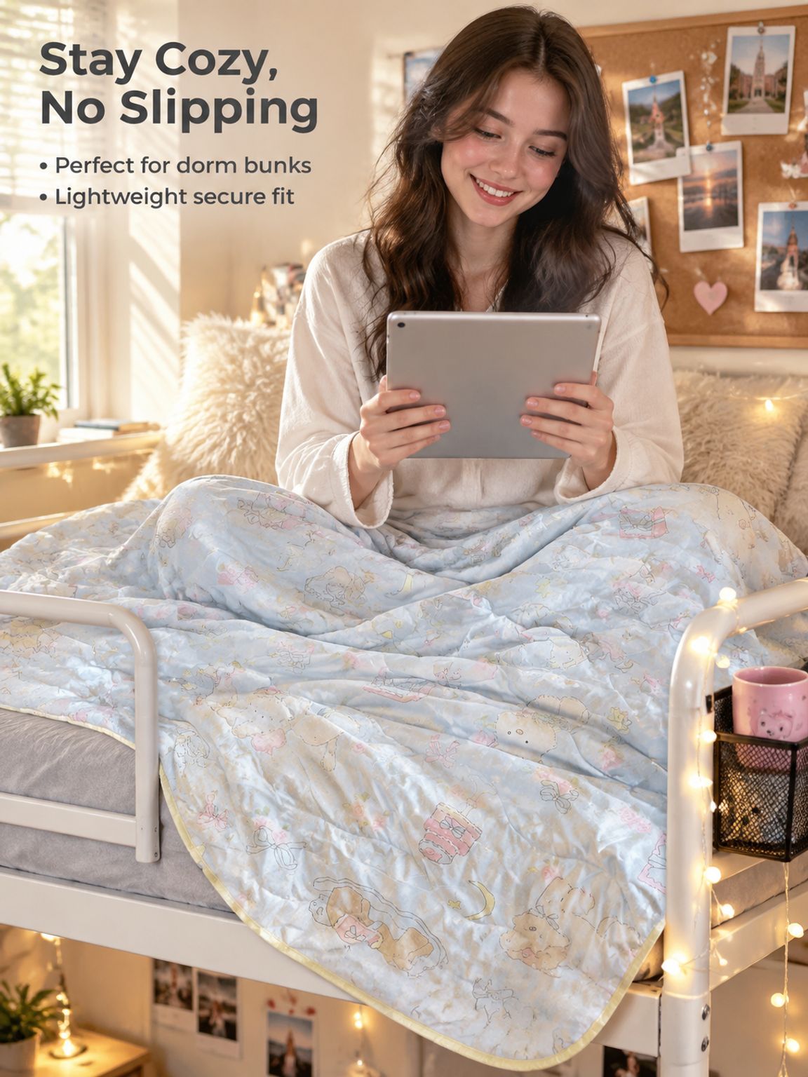 Summer Thin Blanket for Students, Cute Puppy Pattern for Dormitory