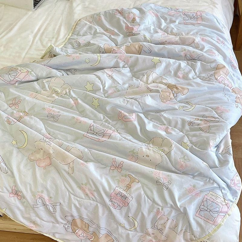Summer Thin Blanket for Students, Cute Puppy Pattern for Dormitory