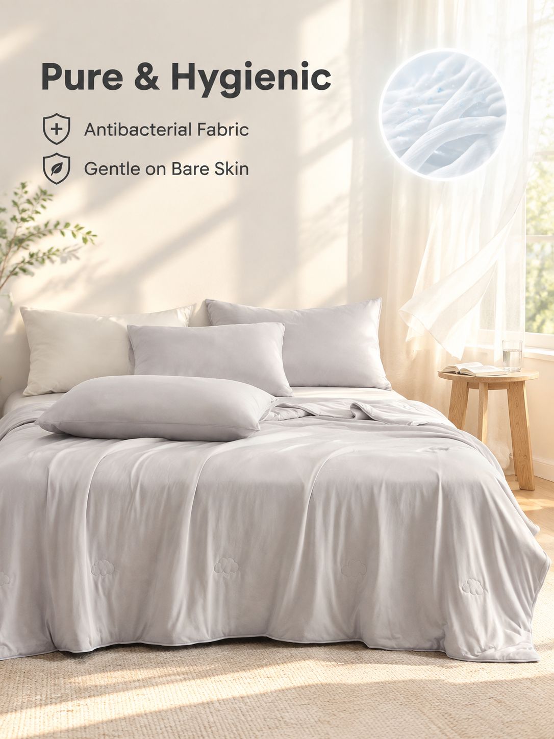 couette climatisée antibactérienne en soie glacée