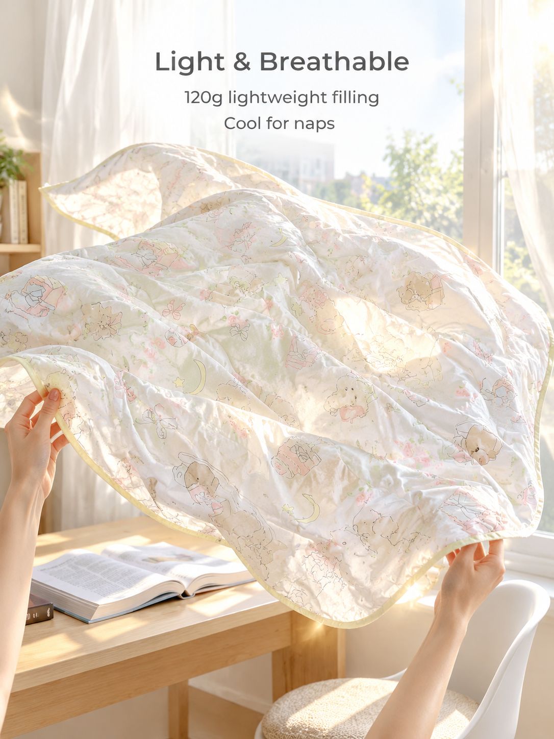 Summer Thin Blanket for Students, Cute Puppy Pattern for Dormitory