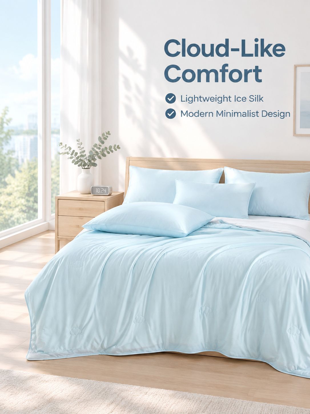 couette climatisée antibactérienne en soie glacée