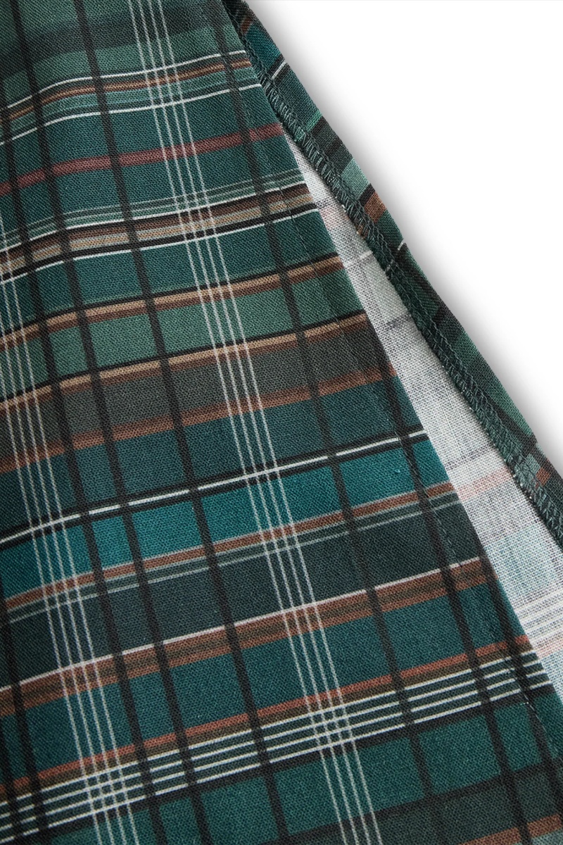 Women's Plaid Lapel Single-Breasted Shirt Maxi Dress