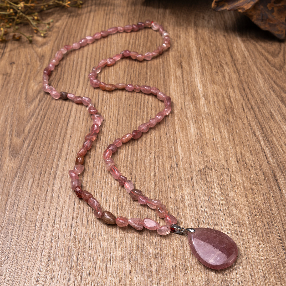 Natural Amazonite Stone Teardrop Healing Balance Meditation Pendant Necklace