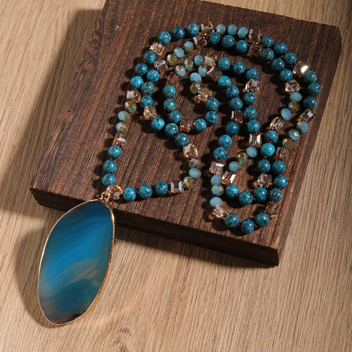 Natural Amazonite Stone Teardrop Healing Balance Meditation Pendant Necklace
