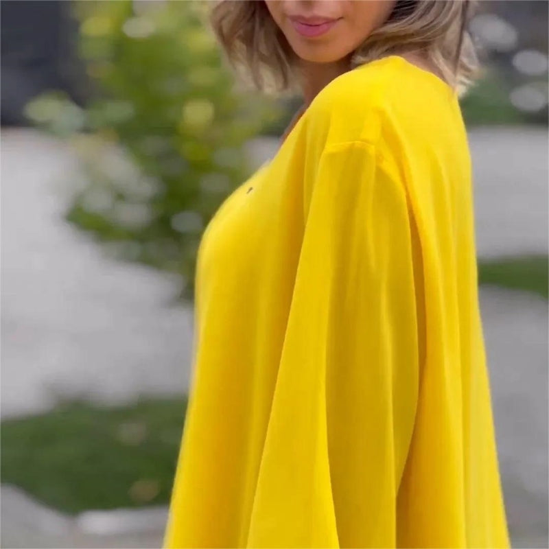 💖Double-Layer V-neck Zipper 3/4 Sleeves Soft Tops