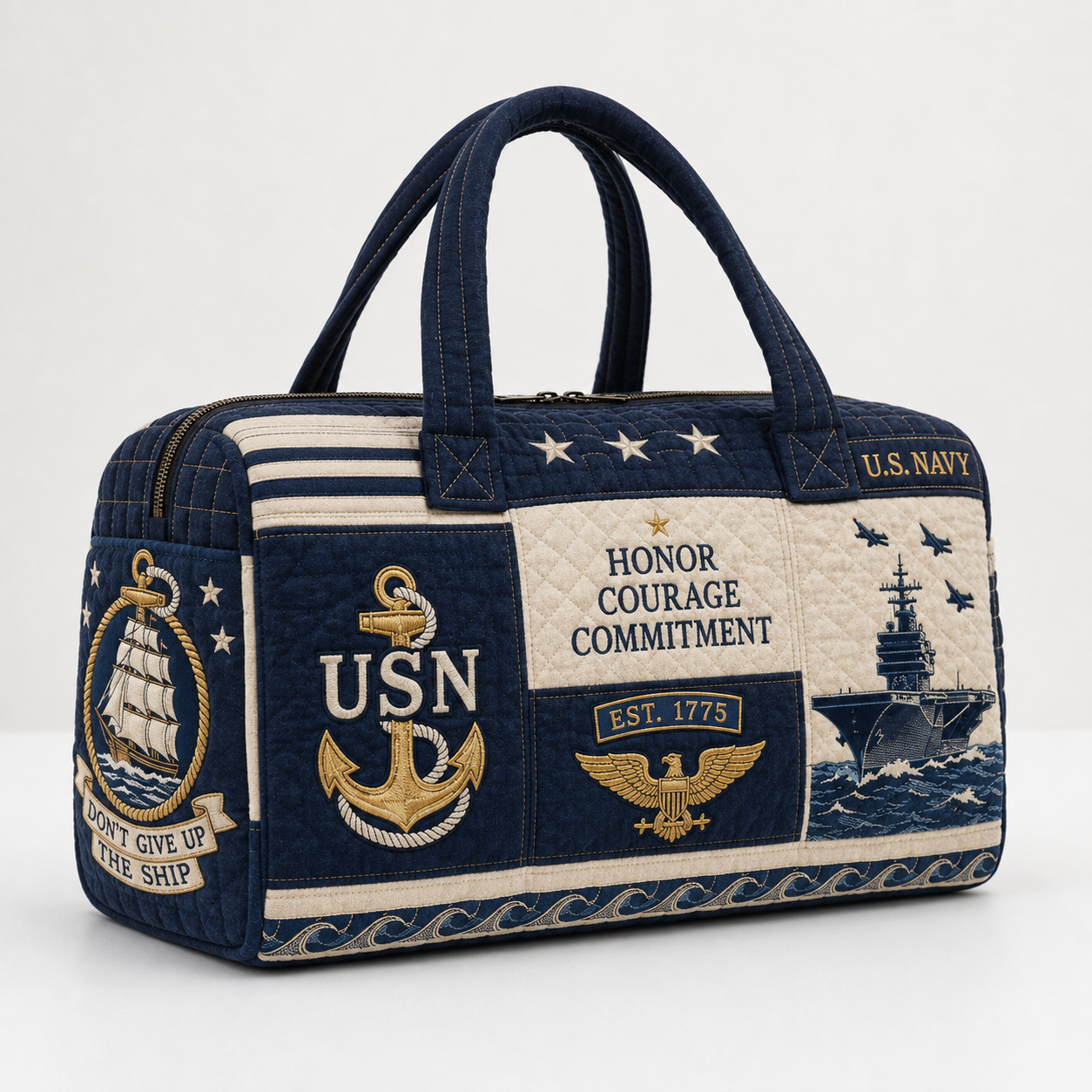 100% Handmade US Military Heritage Quilted Duffel Bag