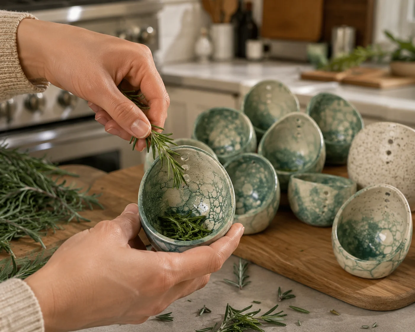 Handcrafted Ceramic Pottery Herb Stripper