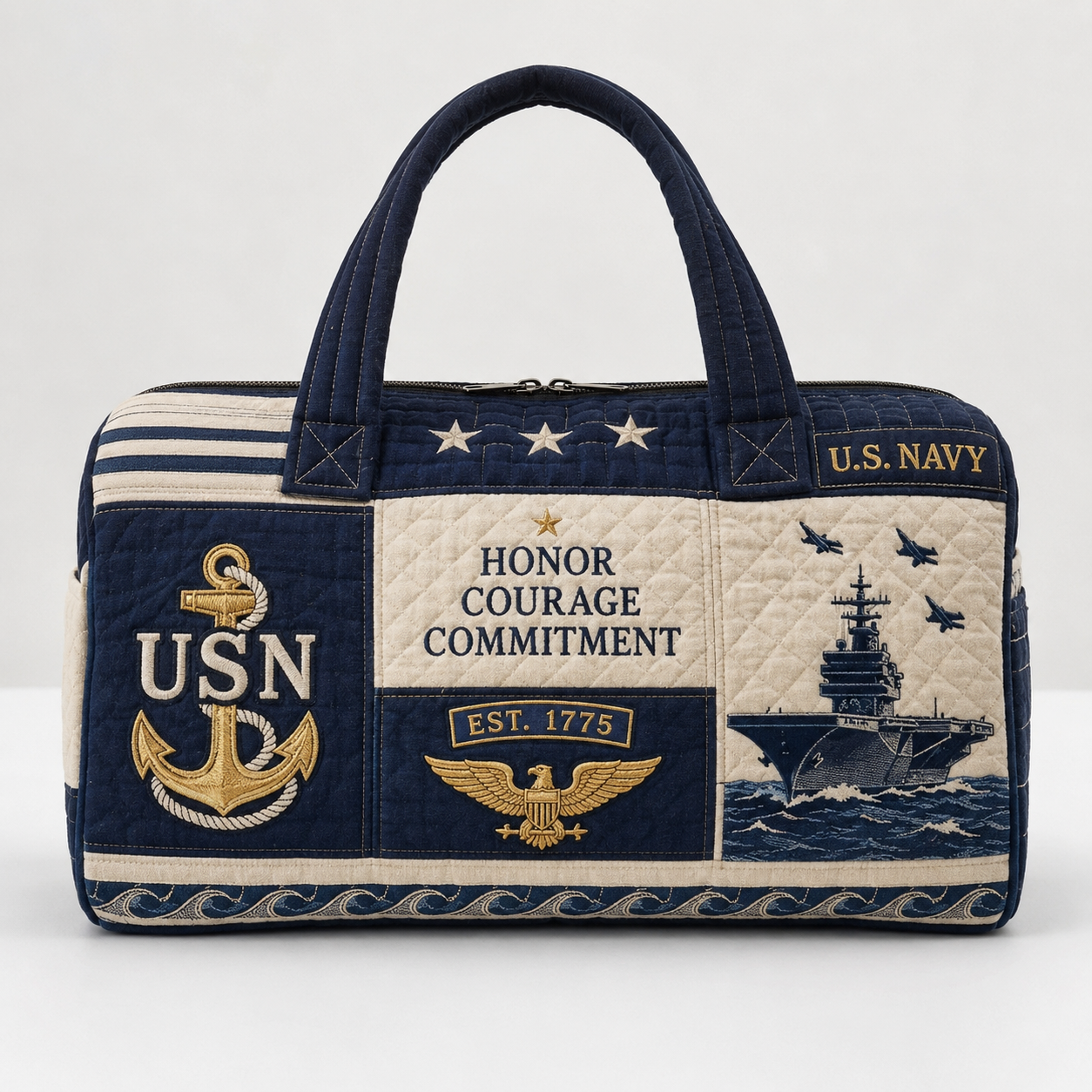 100% Handmade US Military Heritage Quilted Duffel Bag