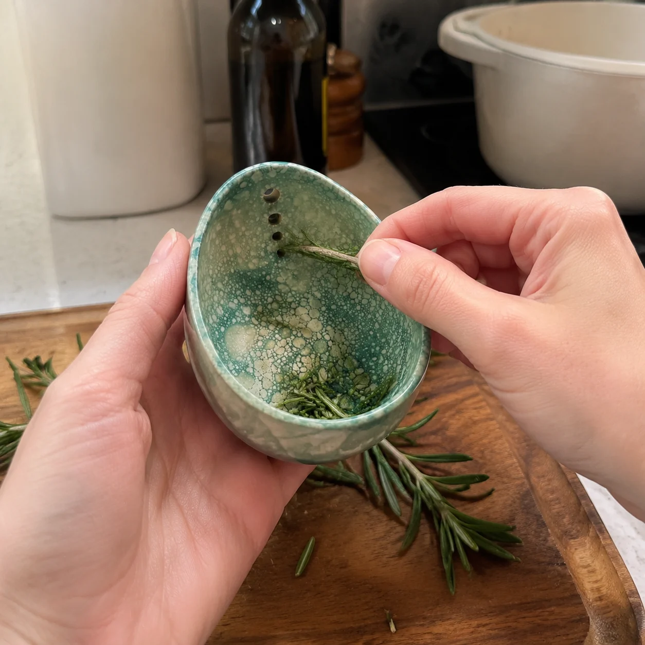 Handcrafted Ceramic Pottery Herb Stripper