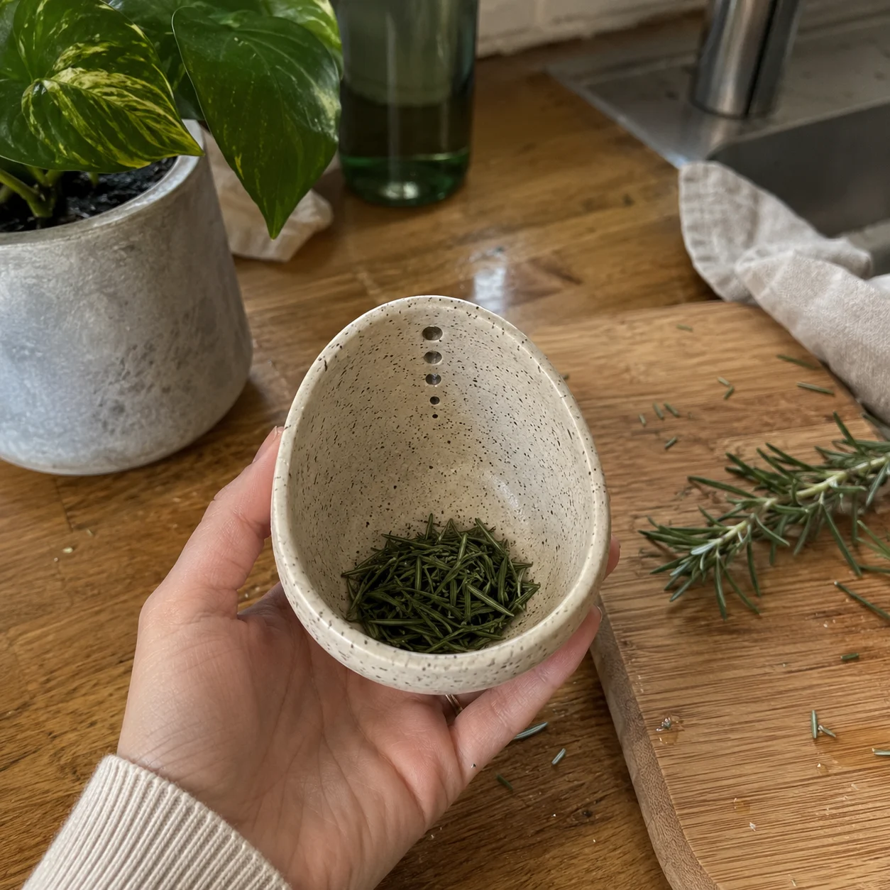 Handcrafted Ceramic Pottery Herb Stripper