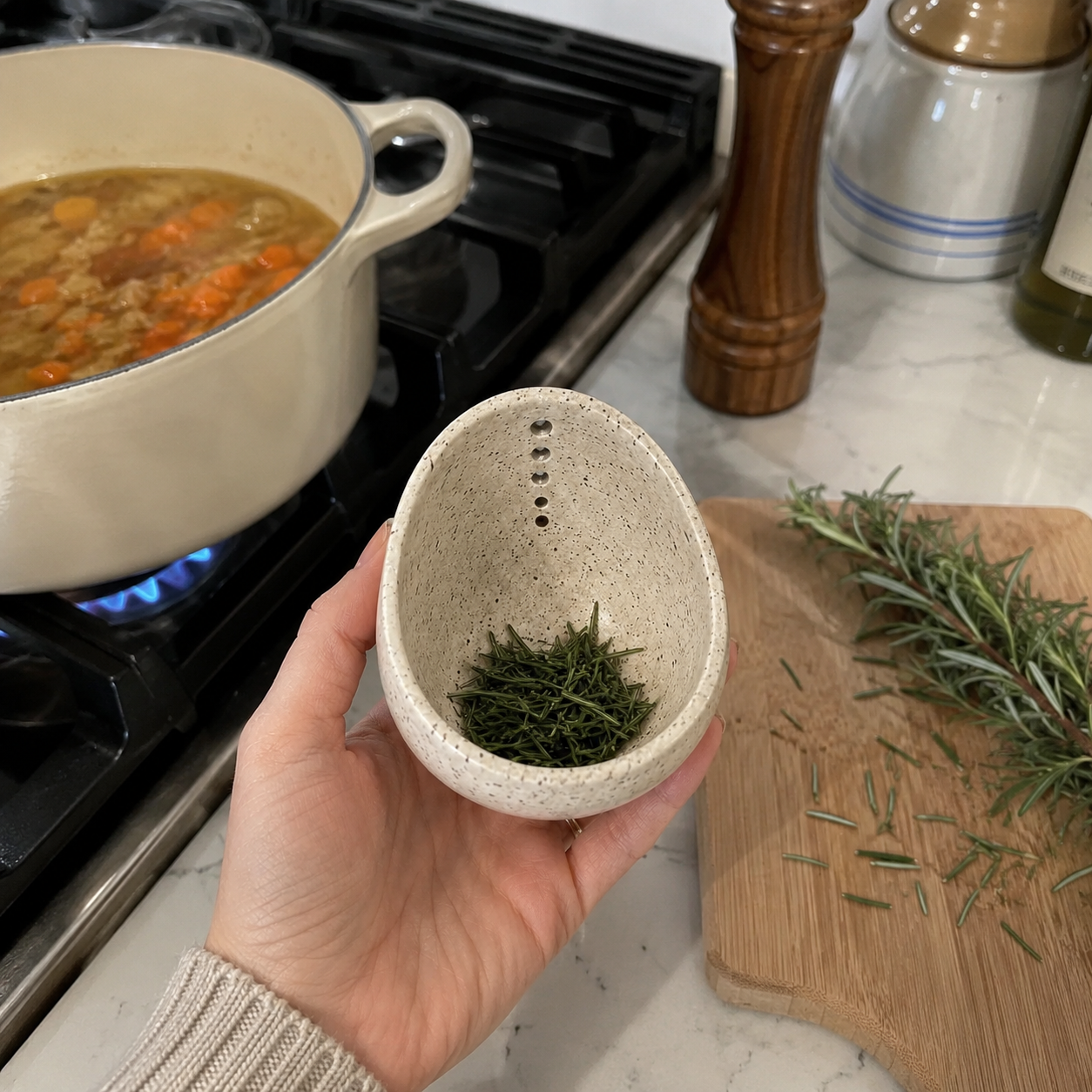 Handcrafted Ceramic Pottery Herb Stripper