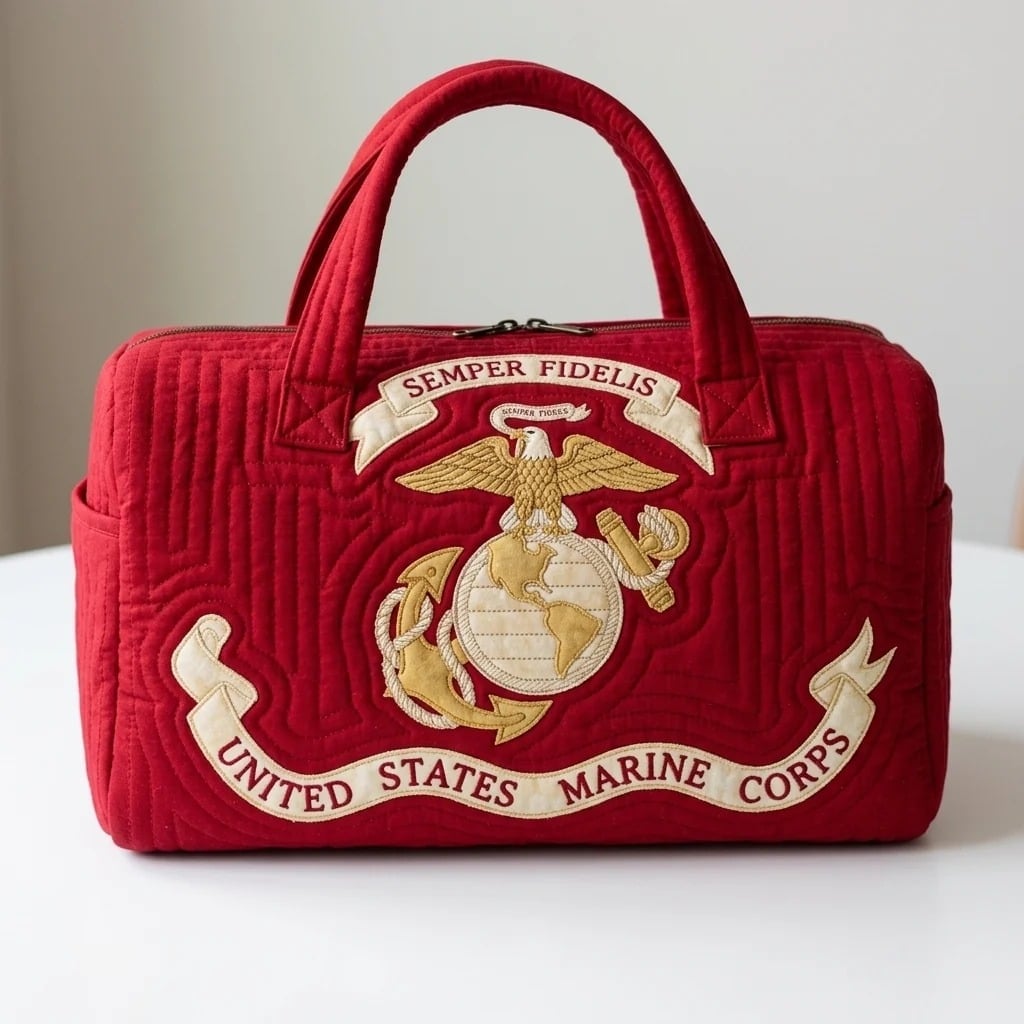100% Handmade US Military Heritage Quilted Duffel Bag