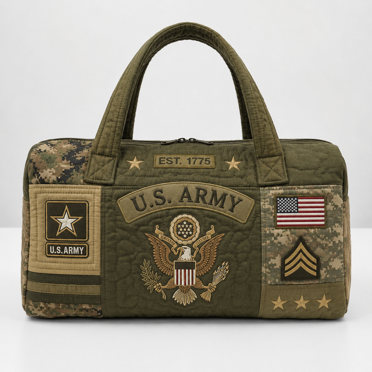 100% Handmade US Military Heritage Quilted Duffel Bag