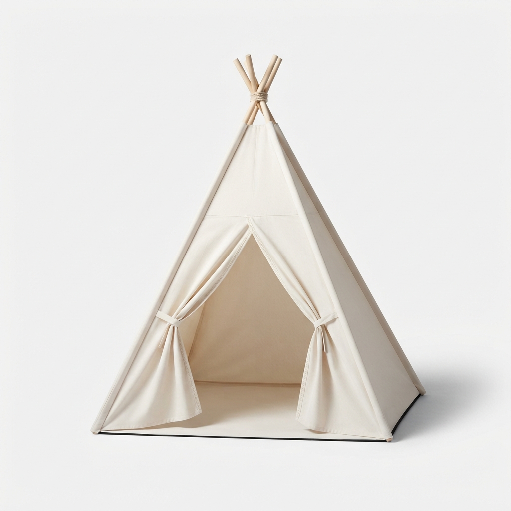 Indoor playhouse tent for kids on off-white background