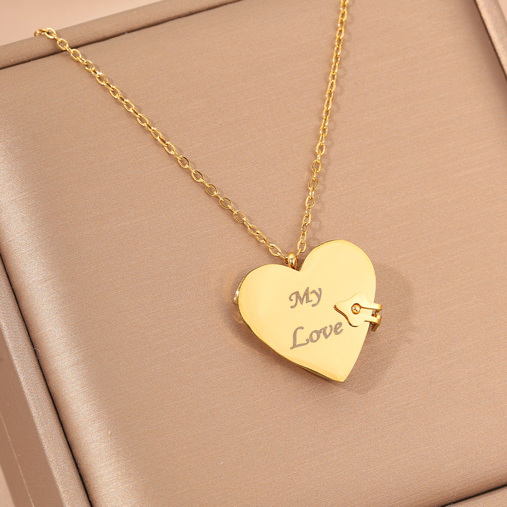 My Love Book Necklace - Heart Pendant with Engraved Text, Perfect Gift for Loved Ones