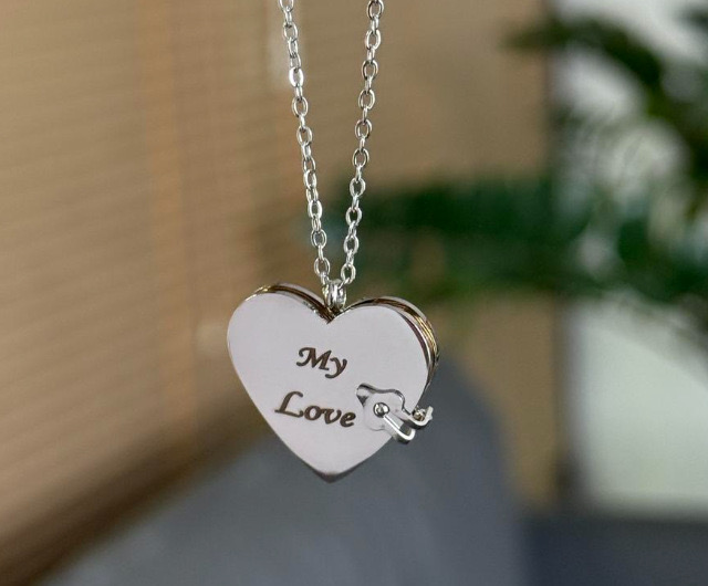 My Love Book Necklace - Heart Pendant with Engraved Text, Perfect Gift for Loved Ones