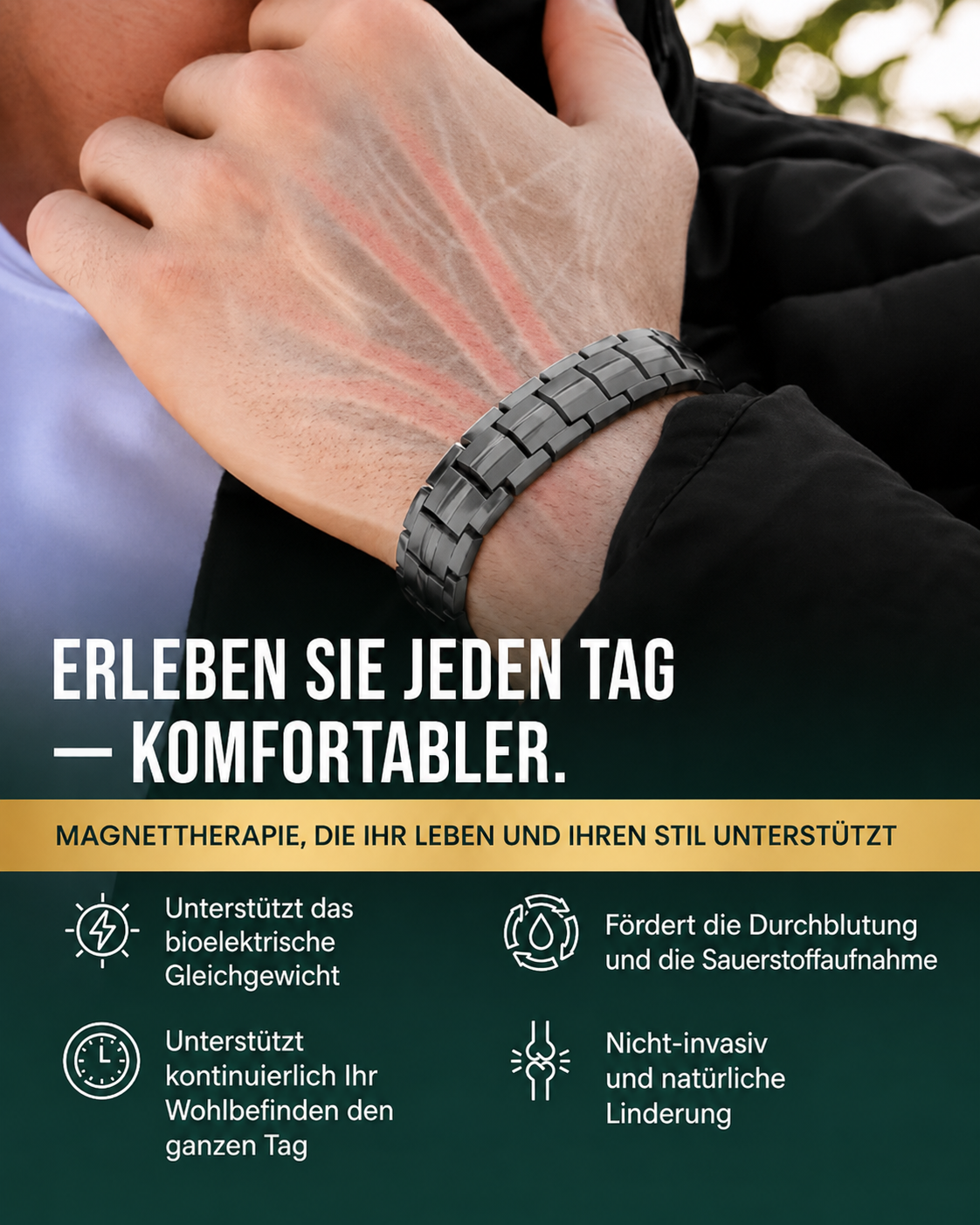 MagnetRX® Herren-Magnetarmband – 5-fache EllipseMAX-Stärke mit 5.000 Gauß Magnetkraft – Amerikanisches Design & patentiert – Hochwertiges Titan-Magnetarmband für Herren, längenverstellbar