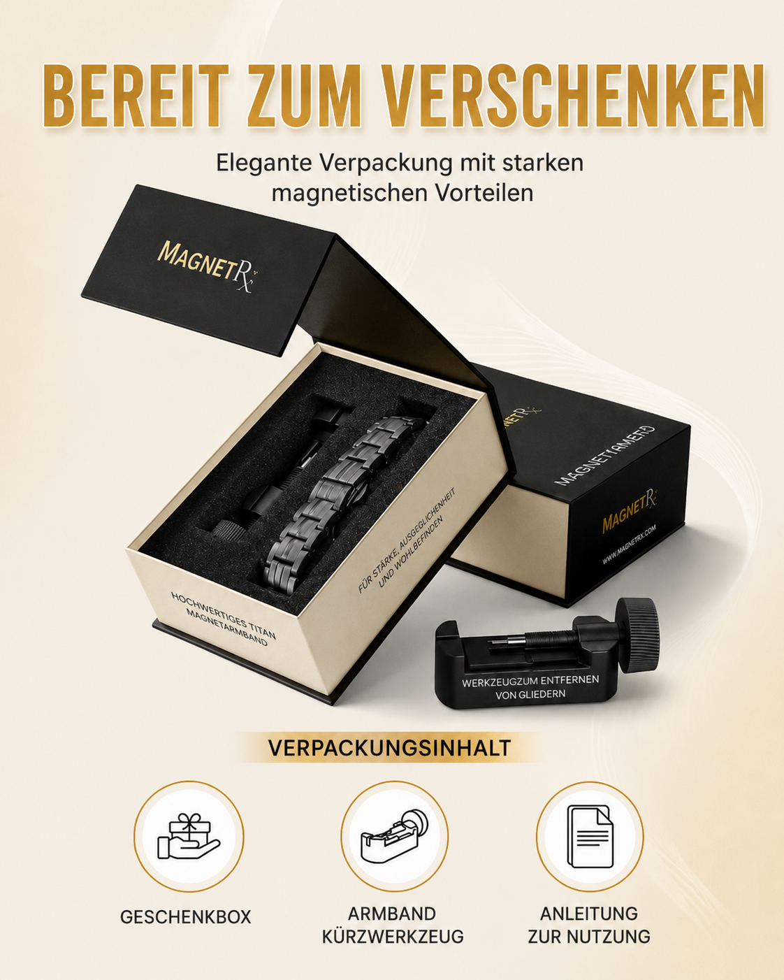 MagnetRX® Herren-Magnetarmband – 5-fache EllipseMAX-Stärke mit 5.000 Gauß Magnetkraft – Amerikanisches Design & patentiert – Hochwertiges Titan-Magnetarmband für Herren, längenverstellbar