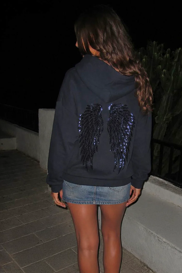 Wings sequin hoodie