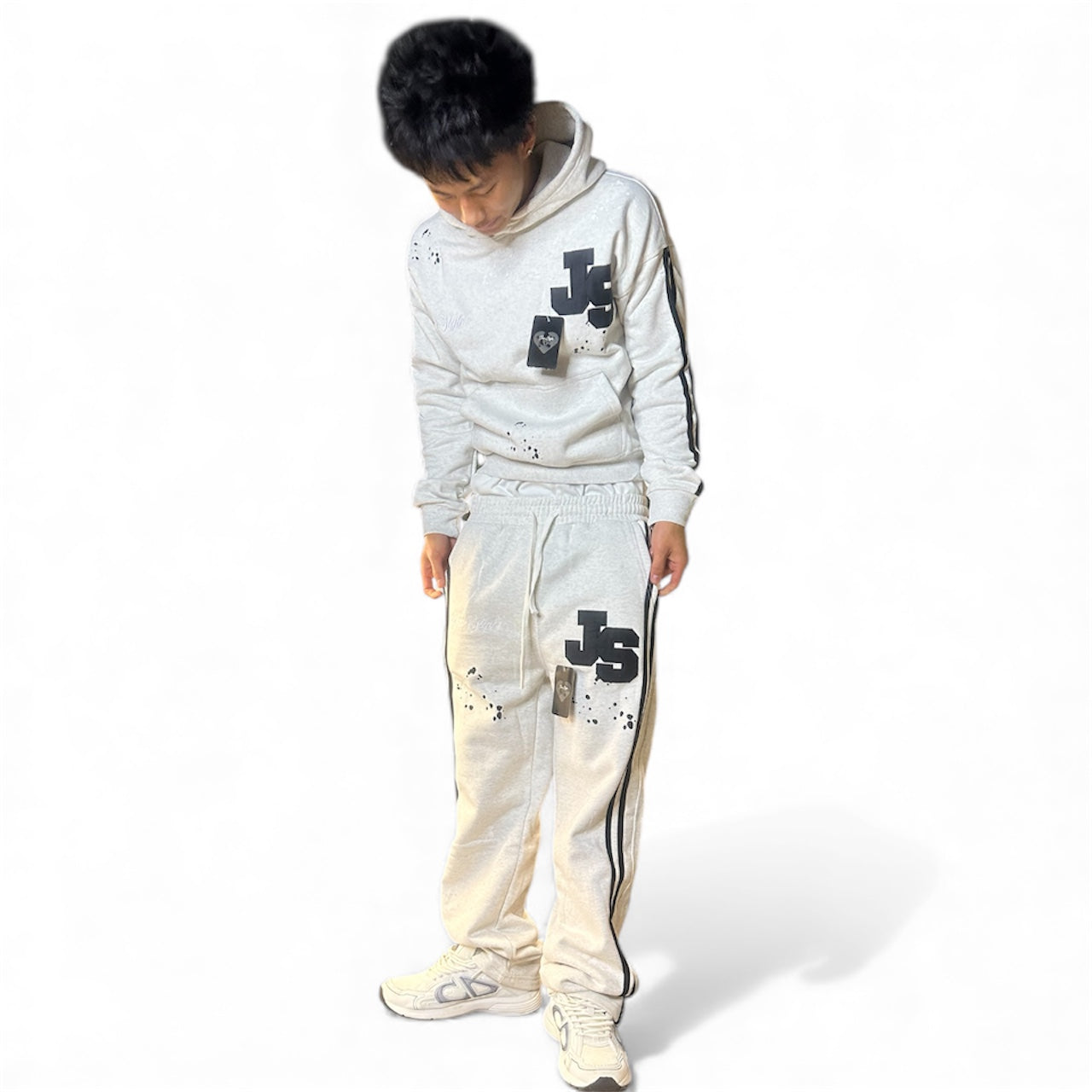 VELNT-Retro Contrast Hoodie & Jogger Set (Ghost)