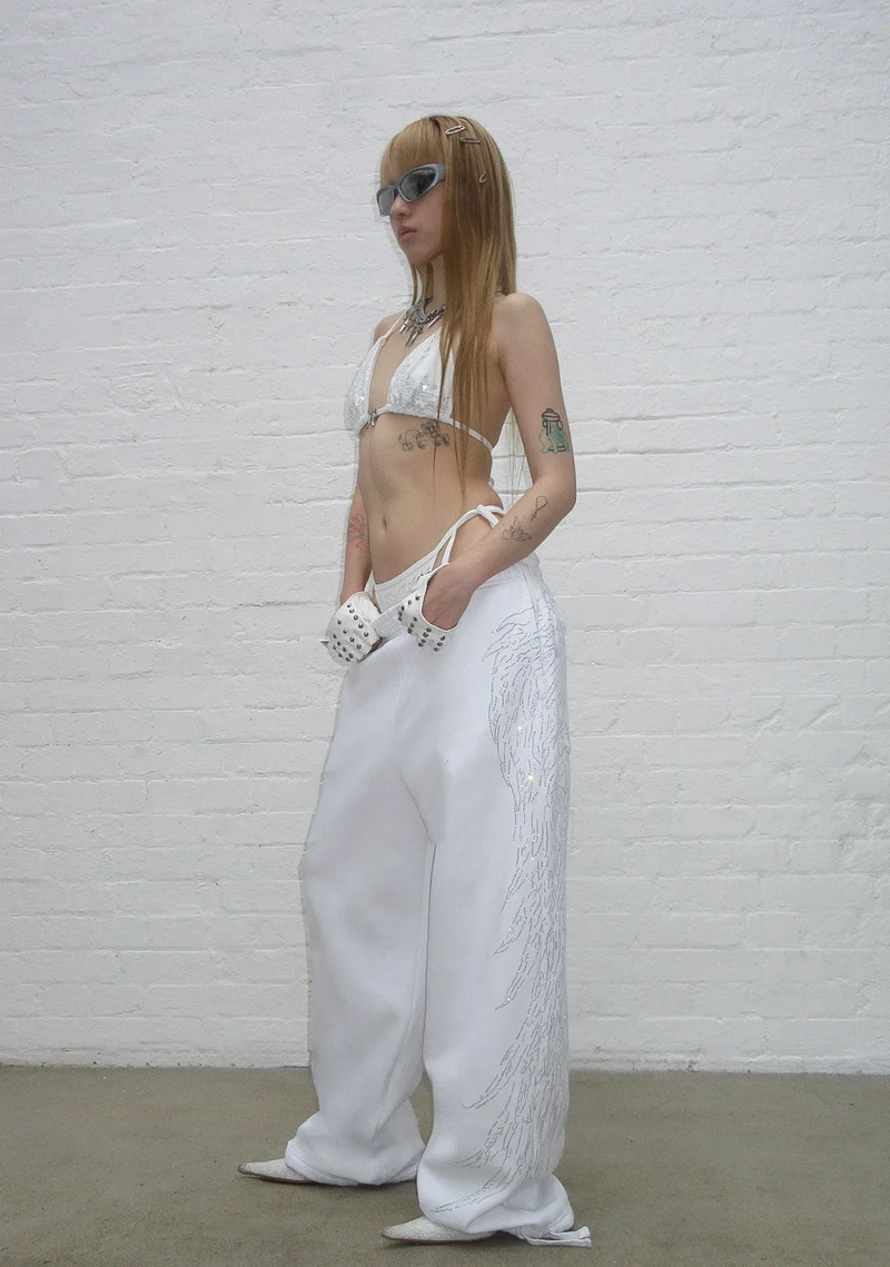 FALLEN FAUX FUR RHINESTONE SET WHITE (DETACHABLE FUR) 